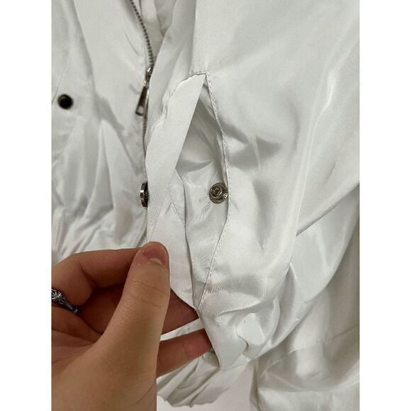 36.5 Womens Full zip up Bomber Long Sleeve Preppy Casual Jacket White Size Small - Picture 5 of 8